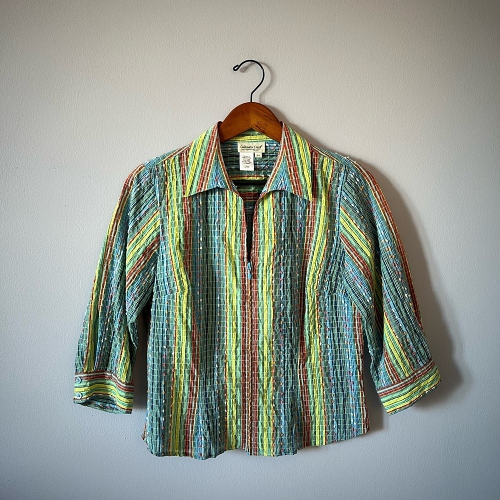 Coldwater Creek Colorful Striped Zip Up